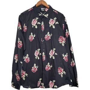 ASOS Button Up Long Sleeve Top Womens Sz XL Dark Cottagecore Lagenlook Artsy‎